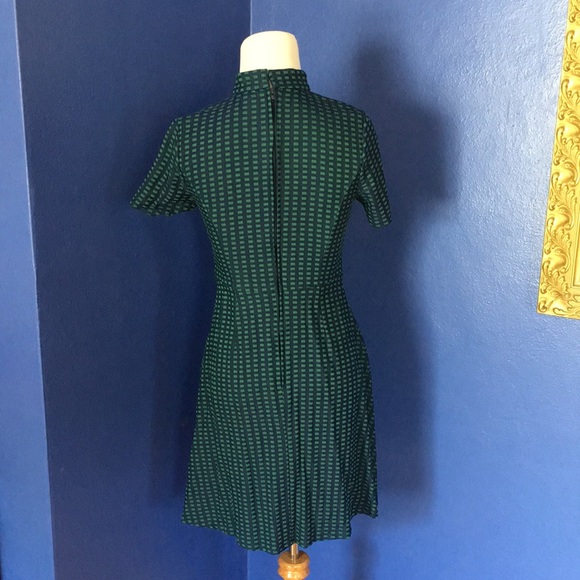 Modcloth mod retro 60s style dress green and blue windowpane print - Picture 5 of 17